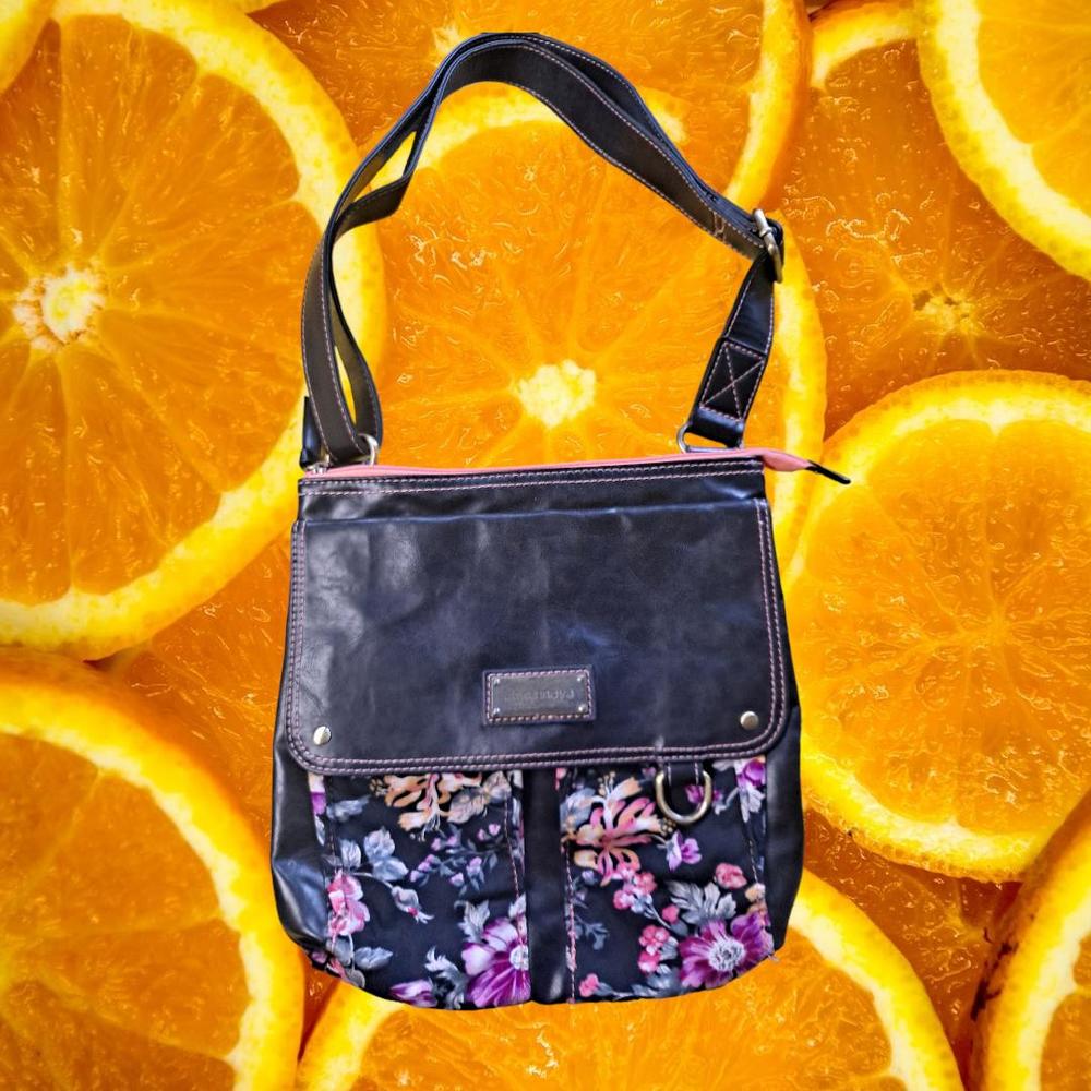 Anna Nova Floral and Black‎ Saddle Bag/ Shoulder Purse